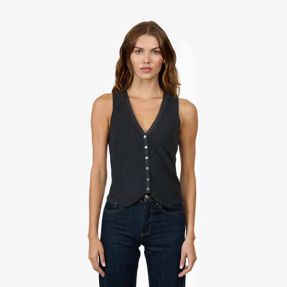 Shaker Vest in Overalls | Autumn Cashmere