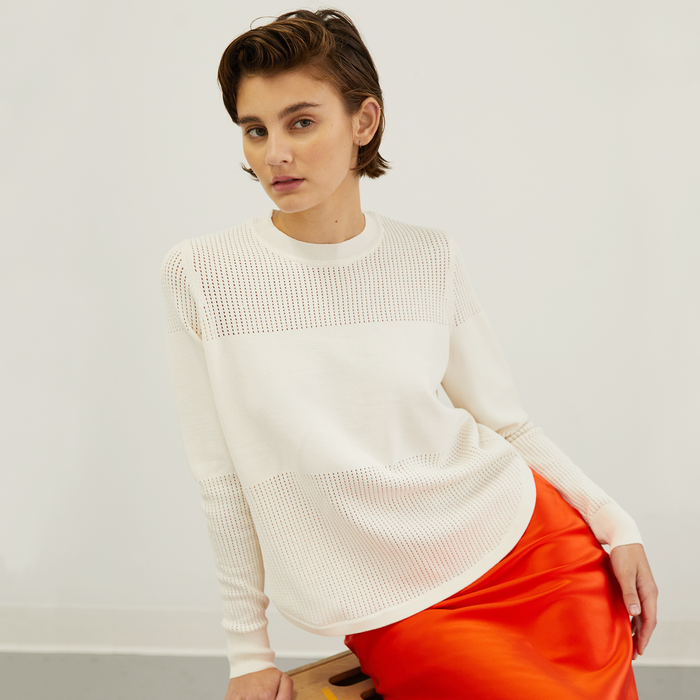 autumn cashmere Mesh Block Shirttail Crew