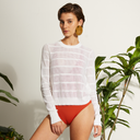 Mesh Stitch Crew in White