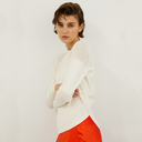 Mesh Block Shirttail Crew in White