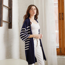 Load image into Gallery viewer, Breton Stripe Shawl Collar Throw in Navy White