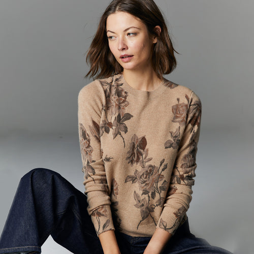 Tonal Floral Print Crew