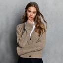 Boxy Cuffed V-Neck Cardigan in Gravel