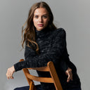 Space Dye Raglan Mock Neck in Black Marble