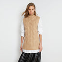 Chunky Cable Sleeveless Tunic in Camel