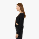 Fringed Trimmed V-Neck Jacket in Black Combo