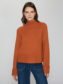 Autumn Cashmere | 6-Ply Cuffed Solid Boxy Mock in Spice | Fall | R14314Q