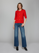 Autumn Cashmere | Button Front Elbow Sleeve Jacket W/ Pockets in Apple | N14469