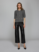 Autumn Cashmere | Button Front Elbow Sleeve Jacket W/ Pockets in Concrete | N14469