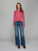 Cropped Boxy Crew W/ Slits in Red Velvet | Autumn Cashmere | R13534