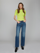 Autumn Cashmere | Cropped Rib/Pointelle S/S Mock in Glowstick | N14320