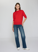 Autumn Cashmere | Elbow Sleeve Relaxed Crew in Maraschino | NOT14060