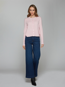 Autumn Cashmere | Hi Rib Cardigan W/ Slits in Cotton Candy | R14361