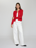 Autumn Cashmere | L/S Mesh Cardigan w/ Floral Motif in Maraschino | NOT14197