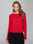Popcorn Raglan Crew in Scarlet | Autumn Cashmere | N14501