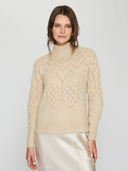 Autumn Cashmere | Pointelle Mock Neck Sweater in Caraway | RG14276