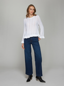 Autumn Cashmere | Pointelle Ruffle Edge Crew in Bleach White | N14337
