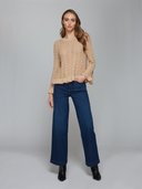 Autumn Cashmere | Pointelle Ruffle Edge Crew in Butterscotch | N14337