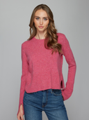 Cropped Boxy Crew W/ Slits in Red Velvet | Autumn Cashmere | R13534
