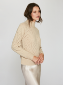 Autumn Cashmere | RG14276 | Pointelle Mock Neck Sweater in Caraway