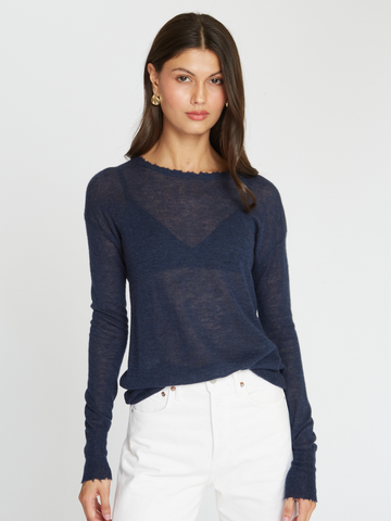 Autumn Cashmere | Raw Edge Crew Sweater in Raw Denim | RFC10374