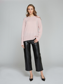 Autumn Cashmere | Relaxed Fit Raglan Crew W/ Rib Detail in Pink Heather | R14348