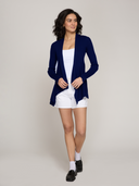 Autumn Cashmere | Women's Rib Drape  Cardigan in Navy | NF6514