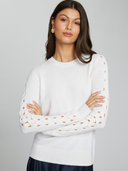Crew w/ Open Cable Sleeves in Chalk | Autumn Cashmere | R13475