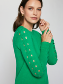 Crew w/ Open Cable Sleeves in Leprechaun | Autumn Cashmere | R13475