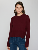 Cropped Boxy Crew w/ Slits in Pinot | Autumn Cashmere | R13534