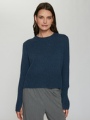 Cropped Boxy Crew w/ Slits in Steel Blue | Autumn Cashmere | R13534