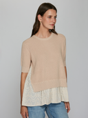 Shaker Stitch Mixed Fabric in Latte