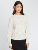Fringed Cable Popcorn Crew | Autumn Cashmere | R13358