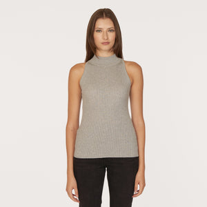 Rib Mock Halter in Sweatshirt