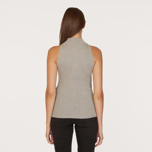 Rib Mock Halter in Sweatshirt