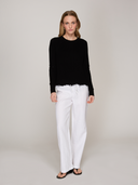 N11042 | Women’s Distressed Scallop Shaker in Black by Autumn Cashmere