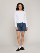 N11042 | Women’s Distressed Scallop Shaker in Bleach White by Autumn Cashmere