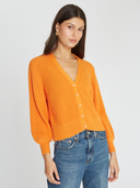 Puff Sleeve Shaker Cardigan w/ Pearl Buttons