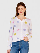 Daisy Hand Embroidered Cardigan in Bleach White Combo