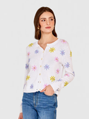 Daisy Hand Embroidered Cardigan in Bleach White Combo