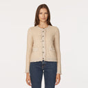 Fringe Trimmed Chunky Jacket in Natural