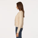 Fringe Trimmed Chunky Jacket in Natural