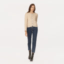 Fringe Trimmed Chunky Jacket in Natural