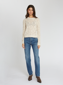 N13395 | Diamond Stitch Open Pointelle Crew in Natural | Autumn Cashmere