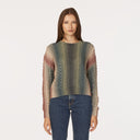 Gradient Stripe Cabled Crew in Military