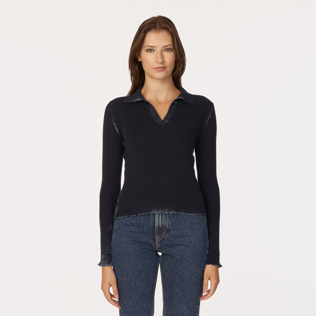 Inked Rib Jonny Collar in Navy