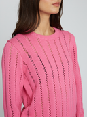 Pointelle Ladder Stitch Crew in Sugarberry