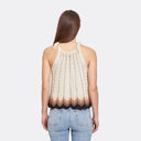 Zig Zag Stitch Flared Halter Tank in Hemp Neutral Combo