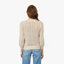 Puff Sleeve Tile Stitch Crew in Natural