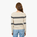 Cropped Panel Rib Crew in Natural/Navy Blue